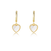 Heart-shaped Mother of Pearl Silver Drop Earrings  for Women